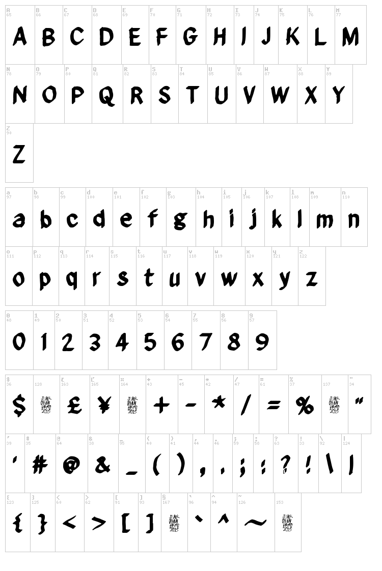 From here to eternity font map